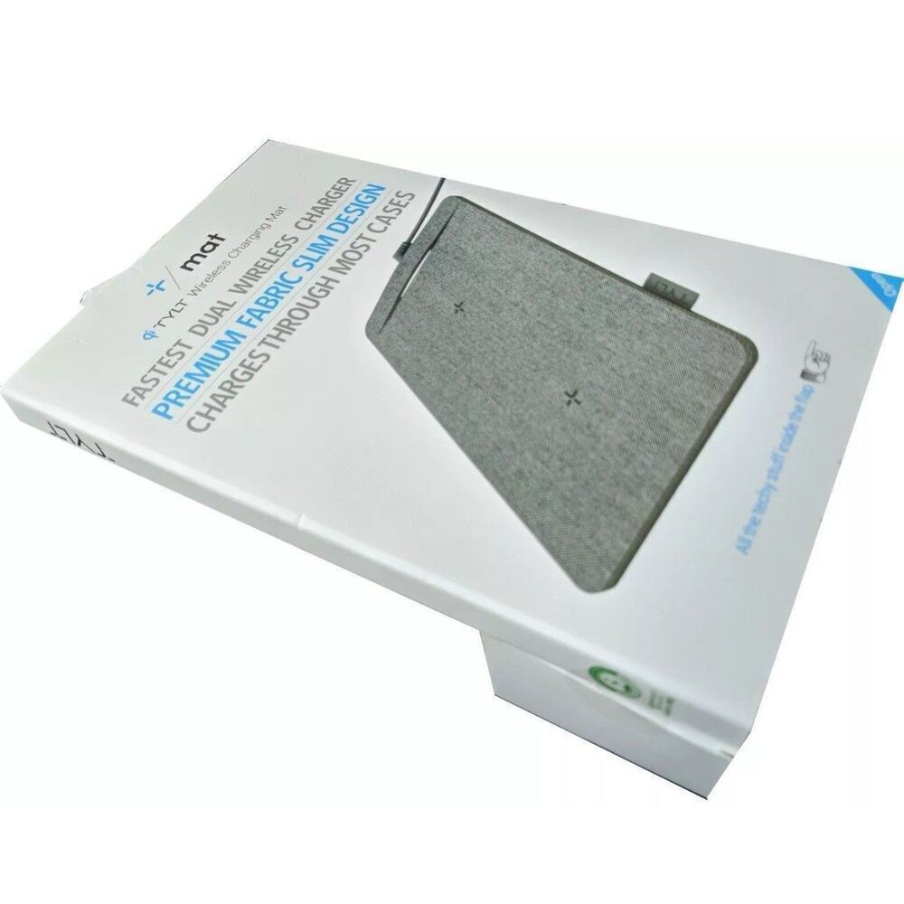 TYLT Qi Wireless Charging Mat Fastest Dual Wireless Charger - Gray. Used Mint. W